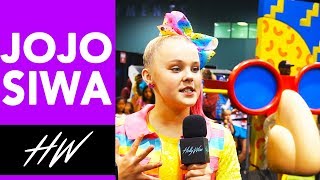 JOJO SIWA Talks quotHigh Top Shoesquot and Wearing her Hair DOWN at VidCon  Hollywire [upl. by Blackman752]