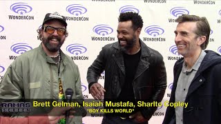 Brett Gelman Isaiah Mustafa amp Sharlto Copley on BOY KILLS WORLD  WonderCon [upl. by Lacym673]