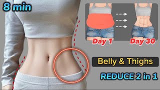 Exercise for Belly amp Thighs  8 min Body Slimming  Reduce Belly Fat and Slim Big Thighs [upl. by Baum614]