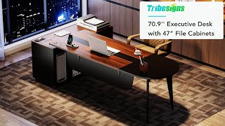 Tribesigns 709 LShaped Desk with 47” File Cabinet  NY108 [upl. by Tutankhamen]