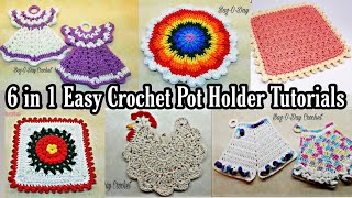 Easy Crochet Potholders  6 in 1 Easy Crochet Tutorial  Bag O Day Crochet [upl. by Mohammad546]