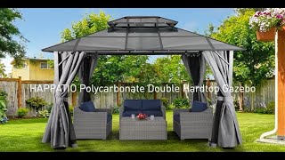 How To Assemble Happatio Outdoor Polycarbonate Double Hardtop Gazebo [upl. by Addam]