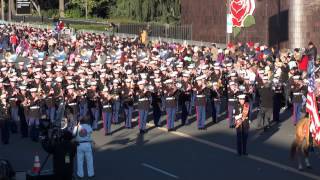 USMC West Coast Composite Band  2015 Pasadena Rose Parade [upl. by Lyrehs]