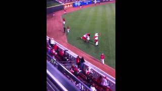 Cincinnati Reds mascots dancing to Gangnam Style [upl. by Wendin]