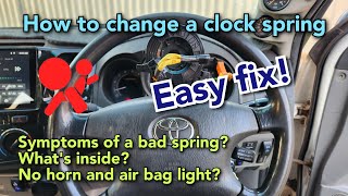 How to change a clock spring  Toyota  Symptoms of a bad clock spring [upl. by Tutto553]