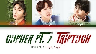 BTS RM JHope Suga  BTS Cypher PT 2  Triptych Color Coded LyricsHanRomEng가사 [upl. by Ybanrab]