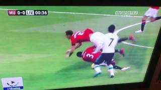 Evra tackles Rio as both try to hurt Suarez [upl. by Ettenrahc]