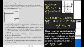 Exercice travail et énergie interne 1bac SM [upl. by Alejandro]