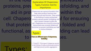 Explanation Of Chaperones Its TypesFunction And Its Importance chaperone types [upl. by Abehshtab]