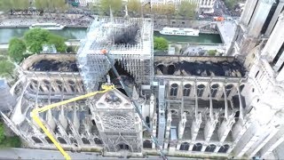 BRAND IN KATHEDRALE Drohnenbilder zeigen Zerstörung von NotreDame [upl. by Onitsuj]