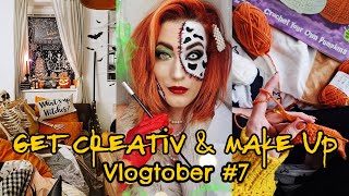 VLOGTOBER 7 Halloween Fenster bemalen erstes Mal Häkeln amp Cruella Make Up  Sabrina Sterntal [upl. by Zeitler430]