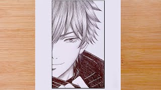 Easy Anime Drawing  How to Draw GOJO SATORU  Jujutsu Kaisen  step by step  Pencil Sketch [upl. by Howlyn]