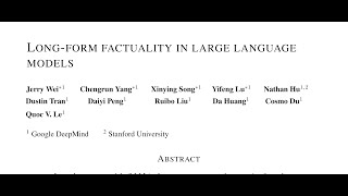 Longform factuality in large language models [upl. by Perrin]