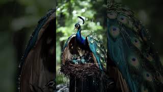 Peacock Mom Keeps Her Chicks Safe in the Rain mother birds peacock rain trending [upl. by Halona]