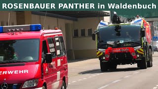 Feuerwehr Rosenbauer Panther Flughafen Stuttgart Anfahrt Waldenbuch  Airport Fire truck [upl. by Arhat808]