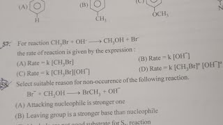 for reaction CH3Br OH gives CH3OH Br the rate of reaction is given by the expression [upl. by Harehs]