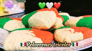 Cómo hacer POLVORONES TRICOLOR Postres tricolor FIESTAS PATRIAS 💚🤍❤️🇲🇽 [upl. by Arramat692]