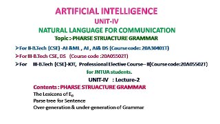 PHRASE STRUCTURE GRAMMARS  Natural Language Processing  Artificial Intelligence [upl. by Assen]