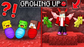 JJ Mikey and Banana Kid BIRTH to DEATH as EVIL DEMON in Minecraft Maizen [upl. by Cadmarr597]