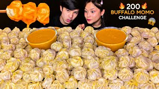 200 BUFFALO MOMO CHALLENGE WITH DEEP😱SPICY ACHAR🔥200 DUMPLING EATING CHALLENGE  MUKBANG [upl. by Nesyrb]