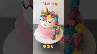 Unicorn design cake making 🦄🤤🥰 shorts youtubeshorts trending shortsfeed cakedecorating unicron [upl. by Stambaugh]