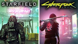 Starfield vs Cyberpunk 2077  Neon City vs Night City Comparison [upl. by Vivia302]