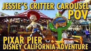 Jessies Critter Carousel POV at Pixar Pier  Disney California Adventure [upl. by Rufford]