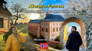 Sunset at Akershus Fortress in Oslo  Akershus Castle Walking Tour  Life in Norway  SukanyaBiswas [upl. by Ruffin]