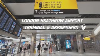 London Heathrow Terminal 5 Departures Landside amp Airside  September 2023 [upl. by Bedwell]