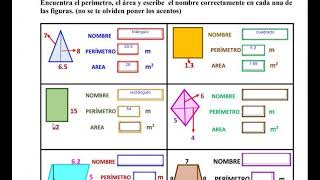 ÁREA Y PERÍMETRO DE FIGURAS GEOMÉTRICAS liveworksheets area perimetro geometria [upl. by Oeflein]