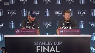 Avs Gabriel Landeskog Andre Burakovsky discuss win in overtime thriller [upl. by Crystie]