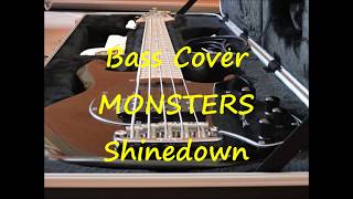 Shinedown  Monsters BASS COVER  TAB [upl. by Elgna195]