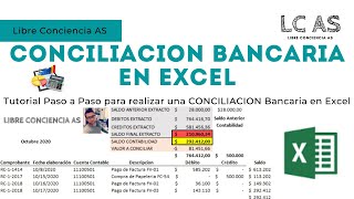 Tutorial Paso a Paso para hacer CONCILIACION BANCARIA en EXCEL  LCAS [upl. by Early311]