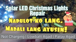 SOLAR LED CHRISTMAS LIGHTS DIY REPAIR TUTORIAL  LOW BATT AGAD  NOT CHARGING  BATTERY NOT CHARGING [upl. by Irrek1]