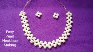 মুক্তা পুতির মালা বানানো খুব সহজেইmala bananoEasy Pearl Necklace Making At Home [upl. by Ocinom]