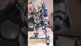 Applying water slide decals MG 1100 Narrative Gundam CPacks gundam buildgundam customgundam [upl. by Ahsemot510]