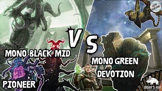 Mono Black Midrange VS Mono Green Devotion MTG Pioneer [upl. by Hgierb107]