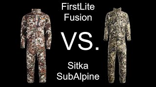 FirstLite Fusion Vs Sitka SubAlpine in 16 Backgrounds Side by Side Comparison [upl. by Shutz]