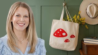 How to Make an Applique Mushroom Tote Bag  Free Project Tutorial [upl. by Benedic]