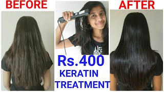 Treid Keratin Treatment At home for first time Under Rs 400  This Happened [upl. by Haslett]