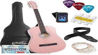 Ashthorpe 38inch Beginner Acoustic Guitar Package Pink Basic Starter Kit wGig Bag Review [upl. by Woodley635]