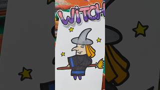 Easy Witch Drawing for Kids Halloween 🎃🧹👻 shorts shortsfeed [upl. by Akciret]