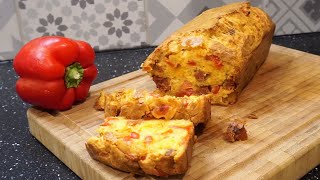 Cake aux chorizo et poivrons ultra moelleux – Recette rapide et facile [upl. by Aveer901]