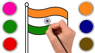 How to Draw Indian Flag  Easy Flag Drawing and Coloring for Kids  Chiki Doodle [upl. by Zysk]