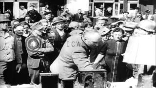 Civilians of a town Weimar on a forced visit to the Buchenwald concentration camHD Stock Footage [upl. by Eenad832]