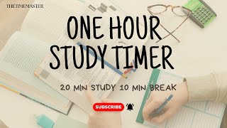 One hour study timer 20 mins study 10 mins break BELL AT INTERVALS MINIMALIST [upl. by Orabel]