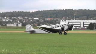 Ju Air Junkers Ju52 landing and taxiing at Dübendorf [upl. by Sela]