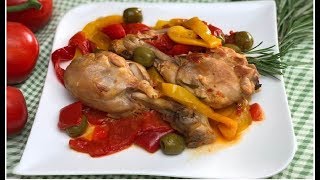 Pollo con i peperoni in padella  Ricette della Nonna [upl. by Areek]