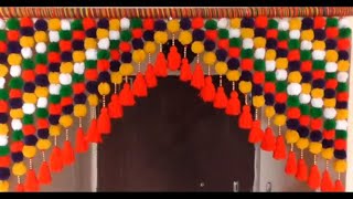 DIY  HOW TO MAKE WOOLEN TORAN FOR DOOR HANGING  DIY DOOR HANGING TORAN BY WOOLEN FLOWERS [upl. by Fleece]