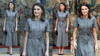 Queen Letizia of Spain Looks Smart in £119 Massimo Dutti Grey Dress at Awards Ceremony in Madrid [upl. by Ingunna]